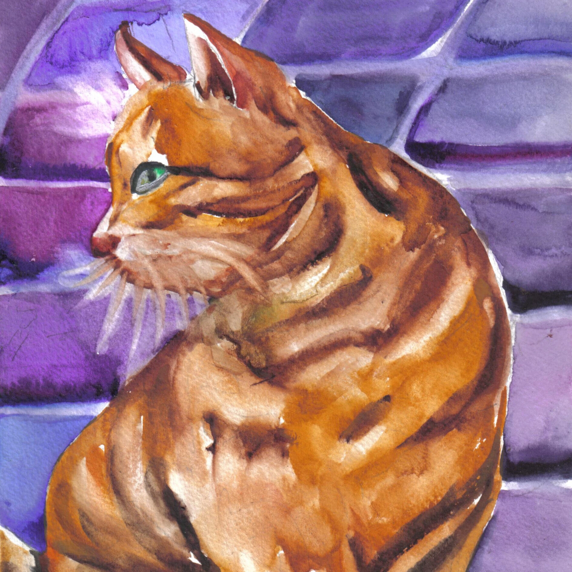 pintura gato naranja